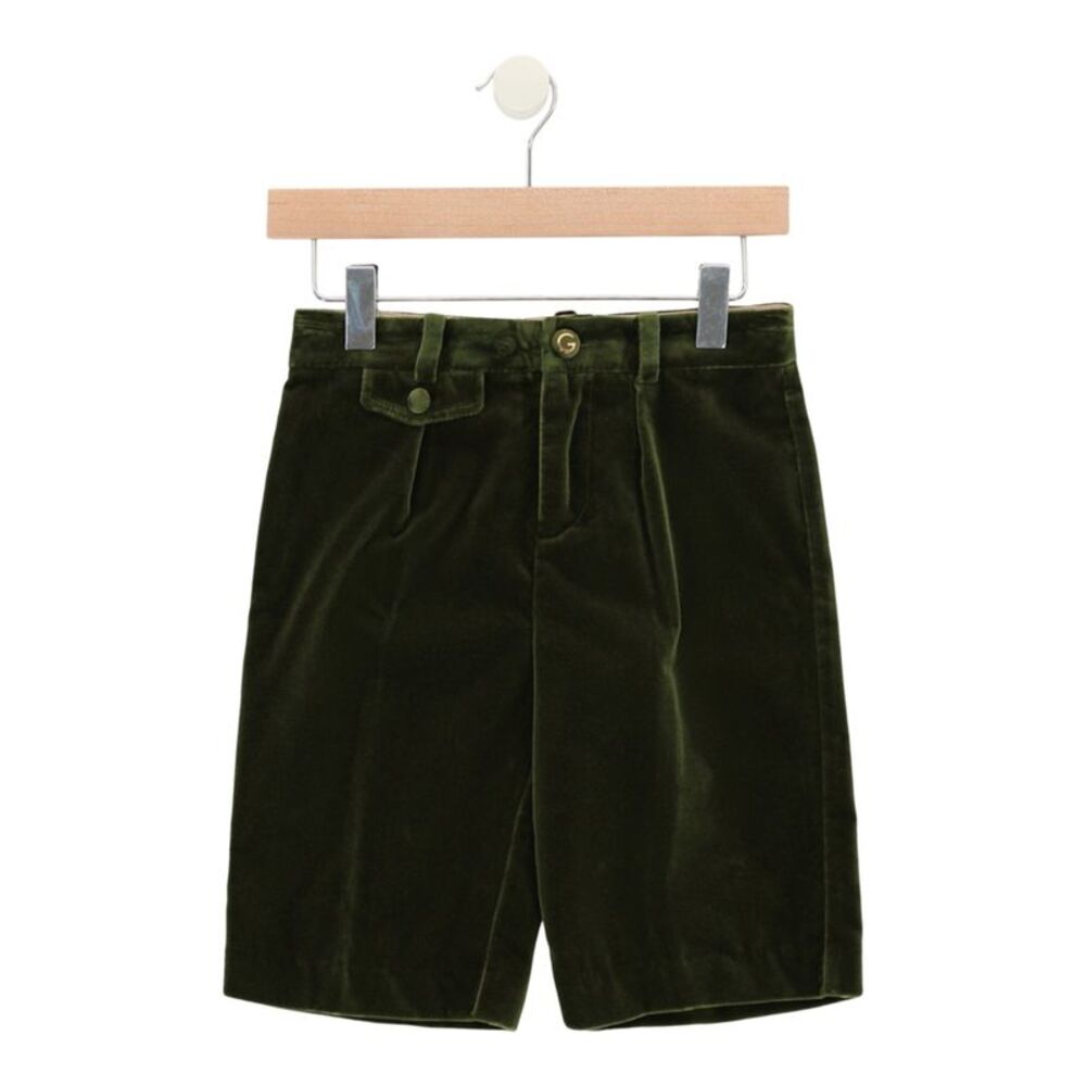 Gucci Pleated Velvet Shorts Green Boys